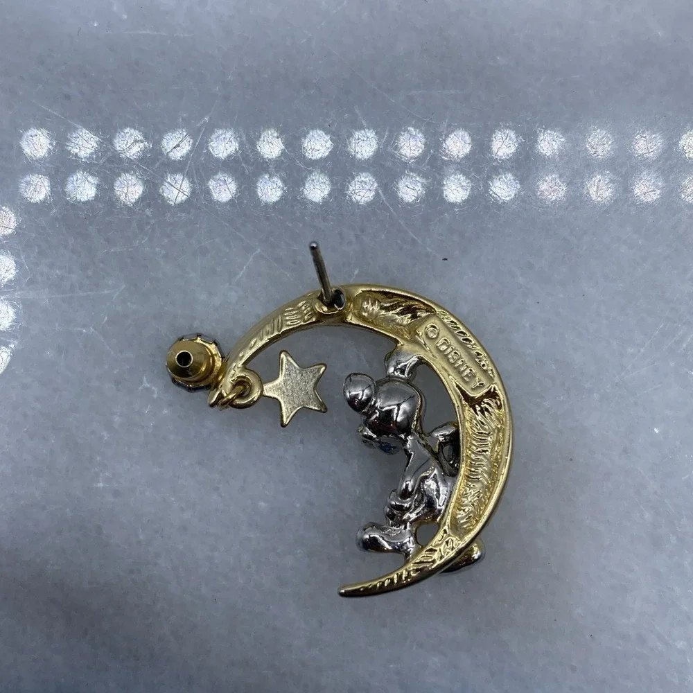 Disney Womens OS Earrings Gold Silver Mickey Mouse Moon Star Dangle Studs